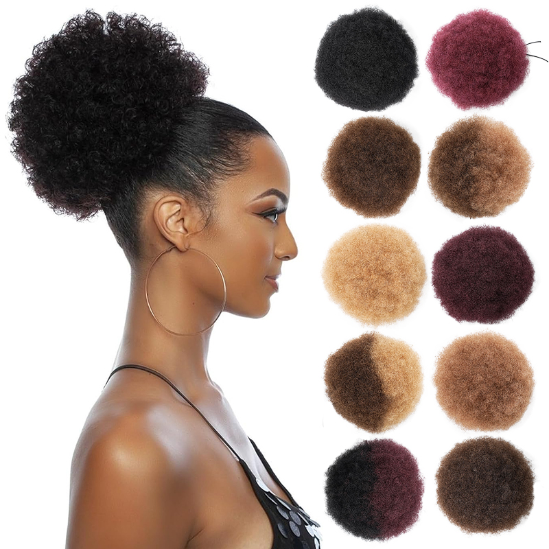 100% Human Hair 8 Inch Short A - đánh giá và giá Drawstring Afro Curly Puff Ponytail