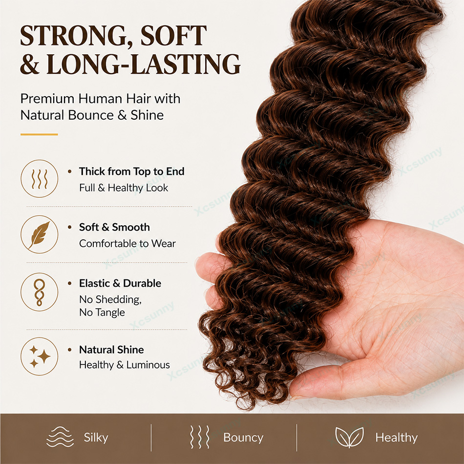 Color #4/30 Boho Braids Human  - đánh giá và giá Water Wave Bulk Human Hair For Braiding