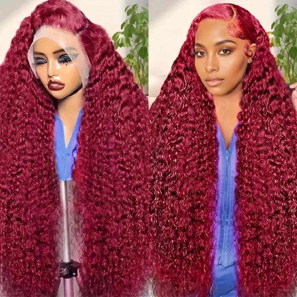200 Density Burgundy Deep Wave - đánh giá và giá Lace Front Wigs