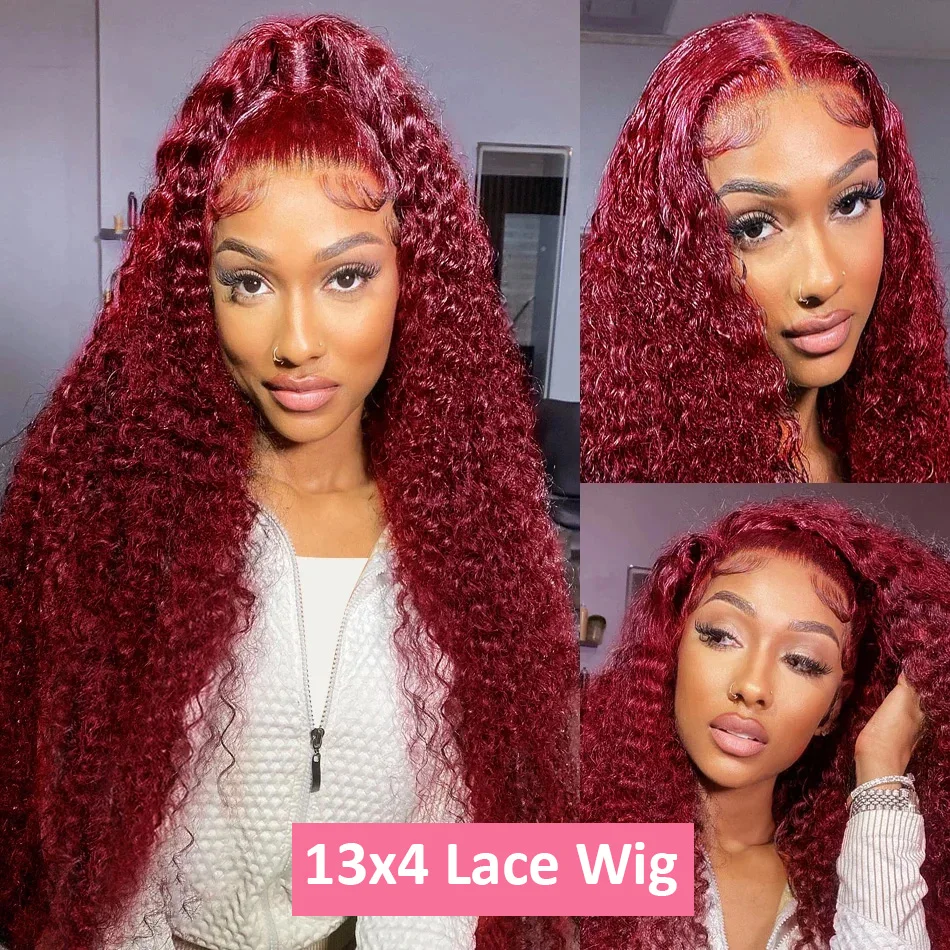 200 Density Burgundy Deep Wave - đánh giá và giá Lace Front Wigs